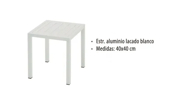 mesa de centro aluminio lacada en blanco