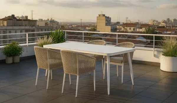 Comedor de aluminio en blanco o gris