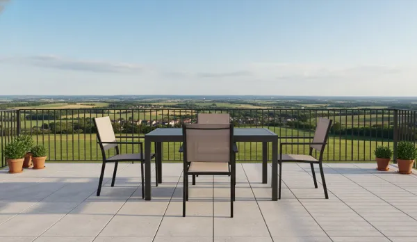 Conjunto de comedor mueble jardín aluminio blanco o grafito