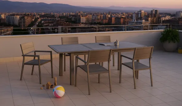 Sillas y mesas de terraza de aluminio estructura gris