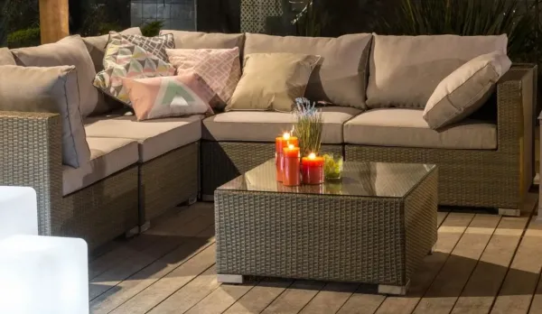 Mueble Sofá jardín Rinconera de rattan