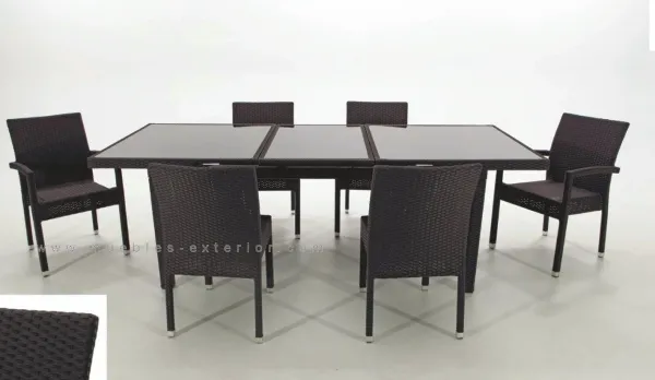 Comedor de jardín rattan negro