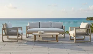 Sofas exterior de madera de acacia con cuerda