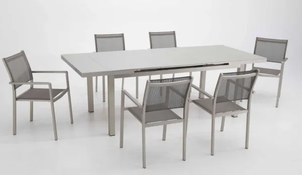 Conjunto comedor jardín aluminio brushed