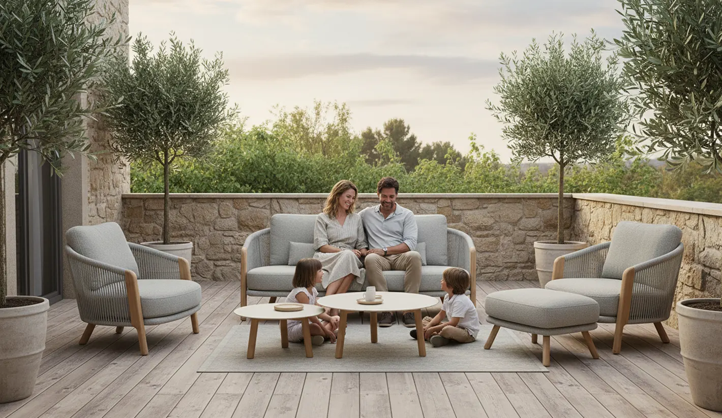 Conjunto de teca y aluminio