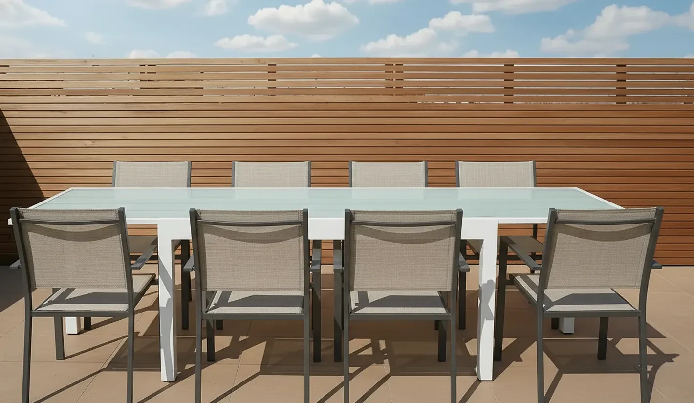 Conjunto de comedor mueble jardín aluminio blanco o grafito