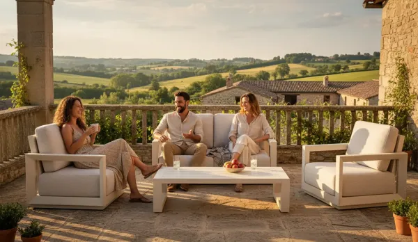 Set de aluminio en beige para exterior