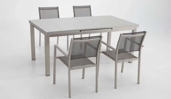 Conjunto comedor jardín aluminio brushed