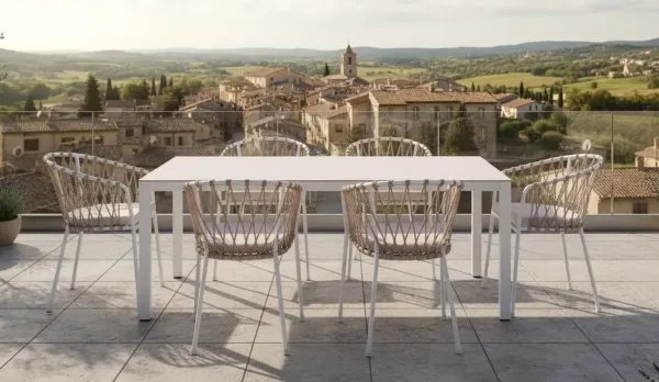 Conjunto de comedor mueble jardín aluminio blanco o grafito