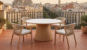 Colección de mesas redondas de jardin  140 cm. - Aluminio varios colores