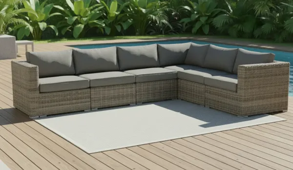 Sofá de jardin Modular rattan jaspeado
