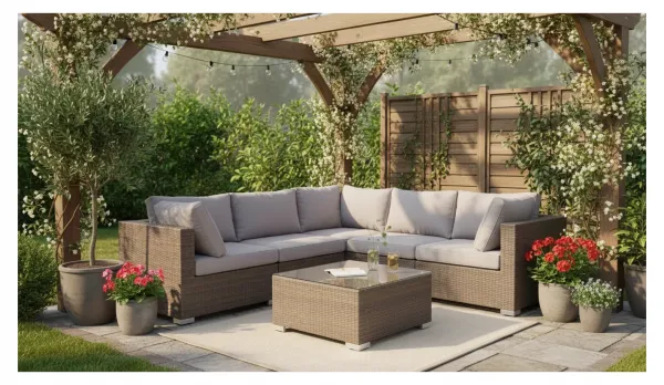 Mueble Sofá jardín Rinconera de rattan