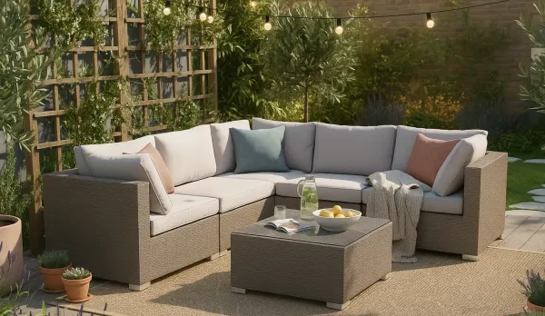 Mueble Sofá jardín Rinconera de rattan