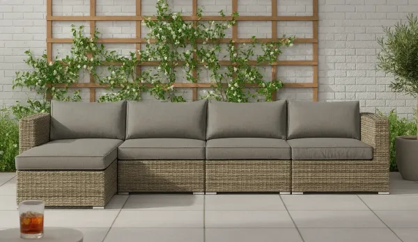 Sofá de jardin Modular rattan jaspeado