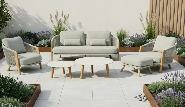 Conjunto de teca y aluminio