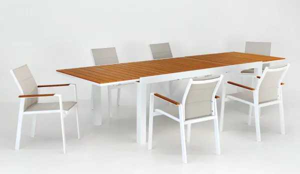 Comedor con mesa extensible con laminas de polywood 2 colores