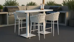 Mesa de aluminio alta con taburetes de cuerda de textilene