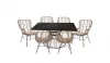 Conjunto comedor de acero y rattan