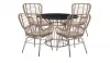Conjunto comedor de acero y rattan