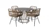 Conjunto comedor de acero y rattan