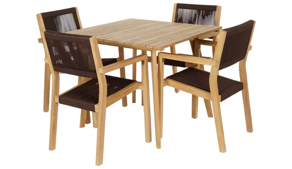 Set de mesa de teca y 4 sillas