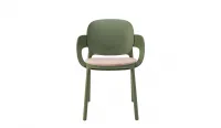 Silla de jardin en polipropileno y con asiento tapizado en varios colores