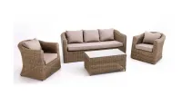 Set completo de rattan con sofá de 3 plazas