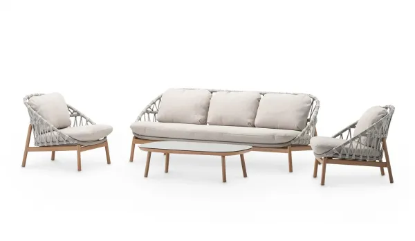 Set de aluminio y cuerda estructura color madera