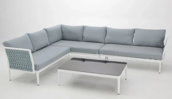 Rinconera exterior aluminio blanco con cuerda