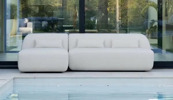 Mueble sofá de exterior con chaise longue 100% intemperie