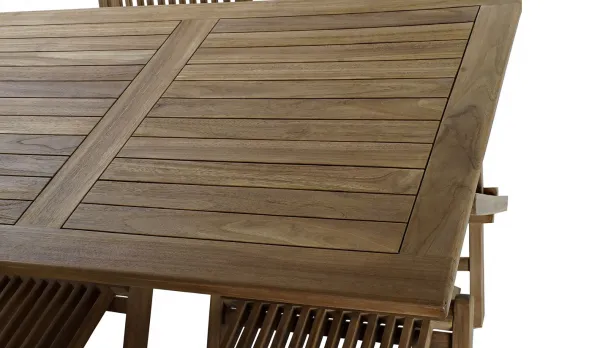 Set de muebles de jardín para 4 personas de Teca natural rectangular