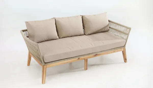 Sofas de acacia con cuerda trenzada con sofá de 3 o 2 plazas