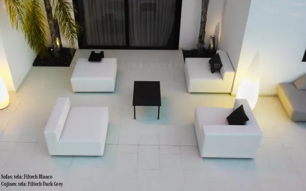 Conjunto Sofas de exterior 4 módulos 103 x 103 cm. color blanco