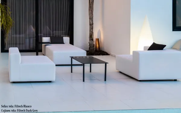 Conjunto Sofas de exterior 4 módulos 103 x 103 cm. color blanco