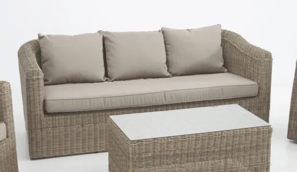 Set completo de rattan con sofá de 3 plazas