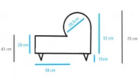 Módulo central doble sin brazos de 214 cm