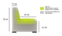 Sillón central sin brazos 73 cm ancho impermeable