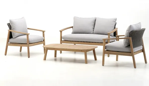 Set de terraza de acacia para 4 personas