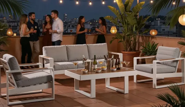 Set de jardín aluminio en color - BLANCO o ANTRACITA