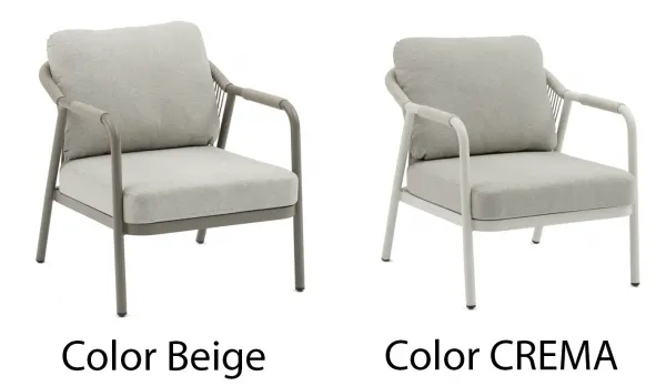 Conjunto de sofás y sillones de cuerda y mesa porcelánica