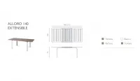Mesa de 140 extensible a 210 con estructura de aluminio y tablero DURELTOP
