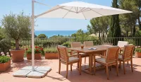 Parasol excéntrico rectangular color blanco 3 x 3
