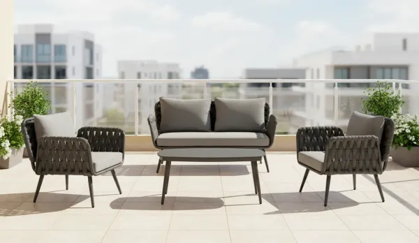 Set de aluminio en cuerda Olefin gris