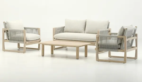 Set de terraza madera de acacia y cuerda
