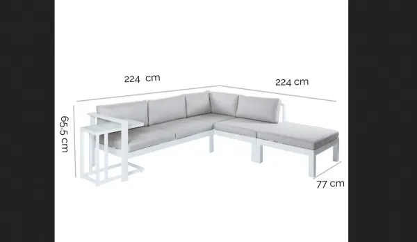 muebles de jardín - Rinconera de aluminio exterior - color blanco o grafito