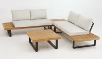 Rinconera madera y aluminio con cojines en gris