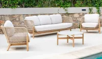 Sillón de jardín de eucalipto de 3 plazas
