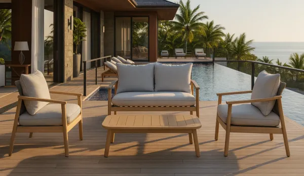 Set de terraza de acacia para 4 personas
