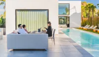 Conjunto de sofás comedor exterior + 4 sillas de jardín