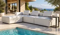 Conjunto muebles de jardín 4 módulos 103 x 103 cm. color FILTECH BLANCO